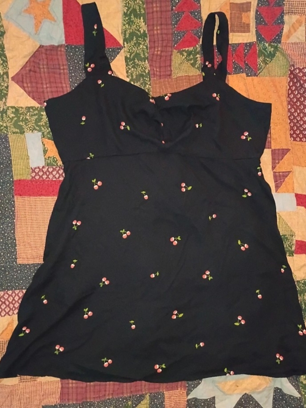 Old Navy Black Cami Tank with Pink Cherry Print